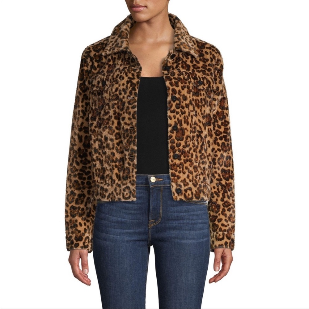 90s Cheetah Animal Print Fuzzy Jacket Small